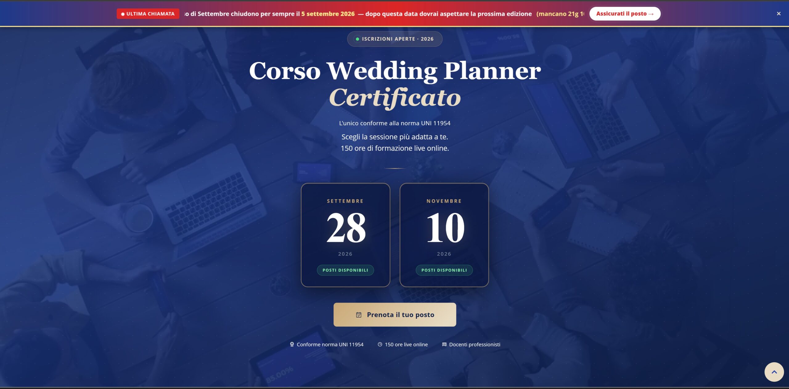 Screenshot del sito Accademia Italiana Wedding Planner