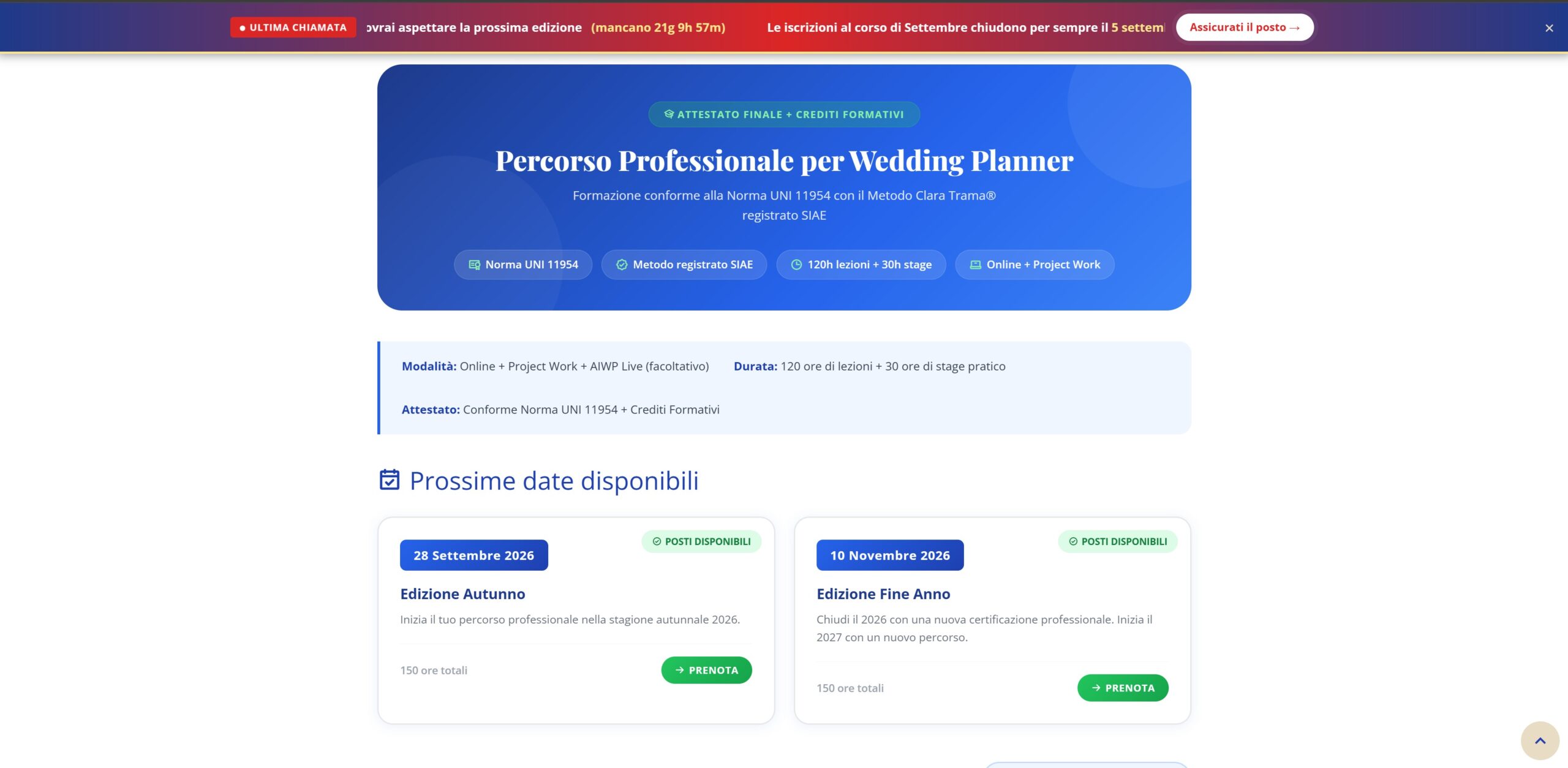 Dettaglio del sito Accademia Italiana Wedding Planner: Metodo Clara Trama